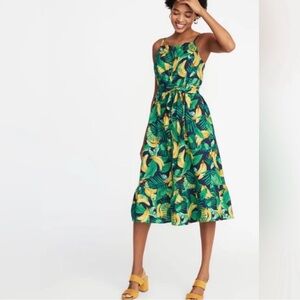 Old Navy Banana Palm Print Dress Perfect for Savannah Bananas Game 🍌